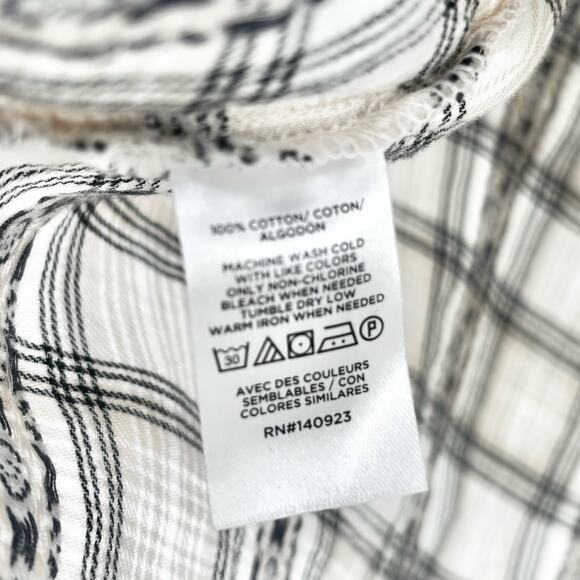 LOFT Plaid Ruffle Tie Front Long Sleeve Blouse Size S - Picture 6 of 6